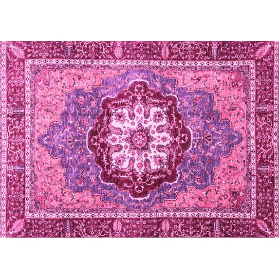 Ahgly Company Indoor Rectangle Abstract Pink Modern Area Rugs, 7' x 10'