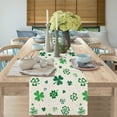 thumbnail image 4 of Lucky Clover Shamrocks Table Runner St. Patricks Day Holiday Table Runners for Dining Table Decor, Kitchen Decor Burlap Table Runners 120 Inches Long St Patricks Day Decorations Dresser Scarf13x120in, 4 of 6