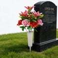 thumbnail image 6 of Artificial Bouquet, Peacock Rose Fake Floral Arrangement, Outdoor Cemetery Memorial Decor, Realistic Faux Flower Stake for Grave, Holiday, Garden & Remembrance Use, 6 of 7