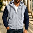 thumbnail image 3 of Men's Cozy Fleece Jacket Color Block Hooded Zip Up Long Sleeve Everyday Jacket, 3 of 6