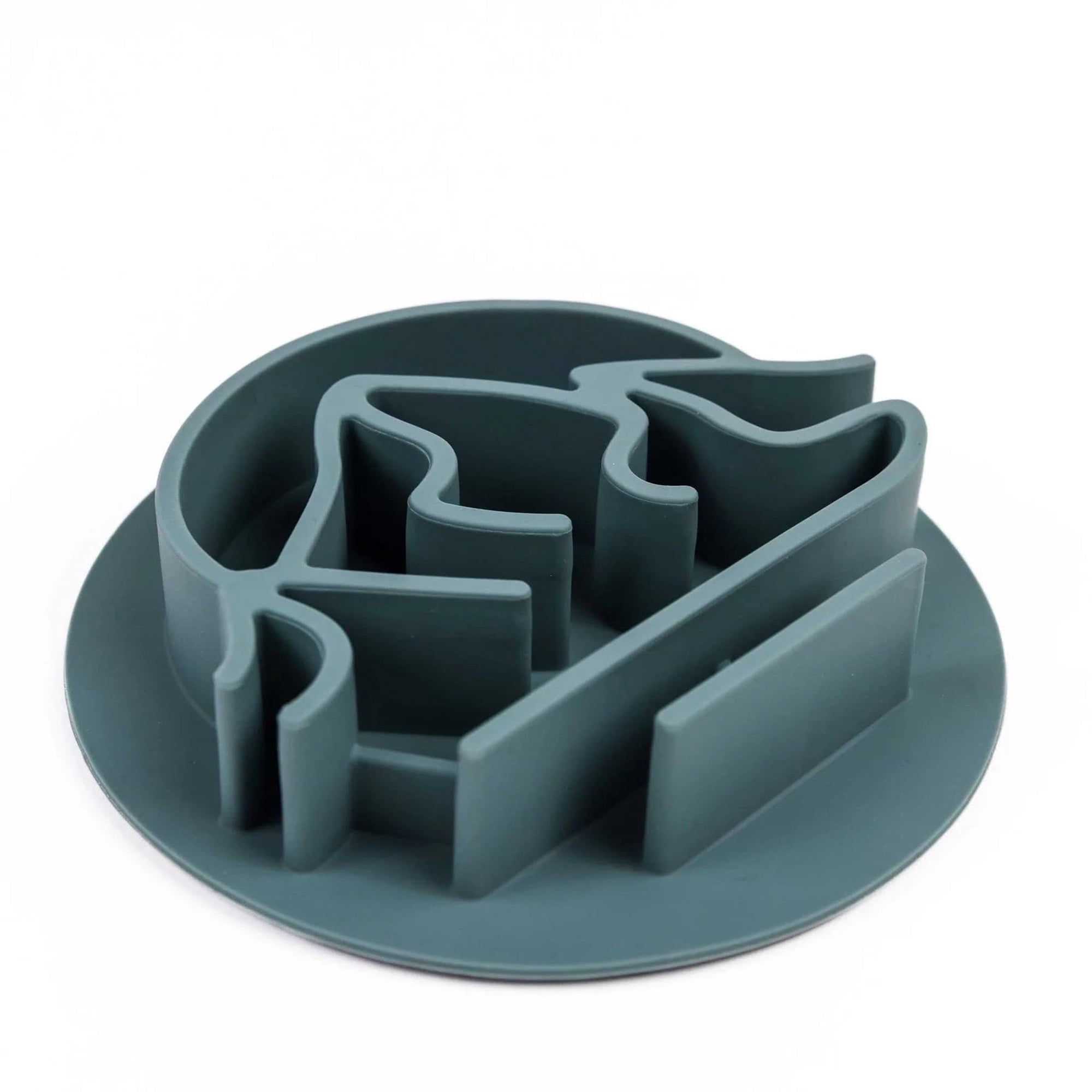 Slow feed dog bowl, non-slip silicone for fast eaters, aids digestion & prevents bloat. Puzzle design enriches mealtime. Dishwasher-safe, fits 7" bowls, green. Adventure-ready