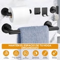 thumbnail image 3 of Juego de Accesorios de Baño, kit para baño de Acero Inoxidable, Toalleros+Portarrollos para Papel+Toalla Gancho+Jabonera+Ganchos Adhesivo, Baño, Cocina, Hotel, 3 of 4