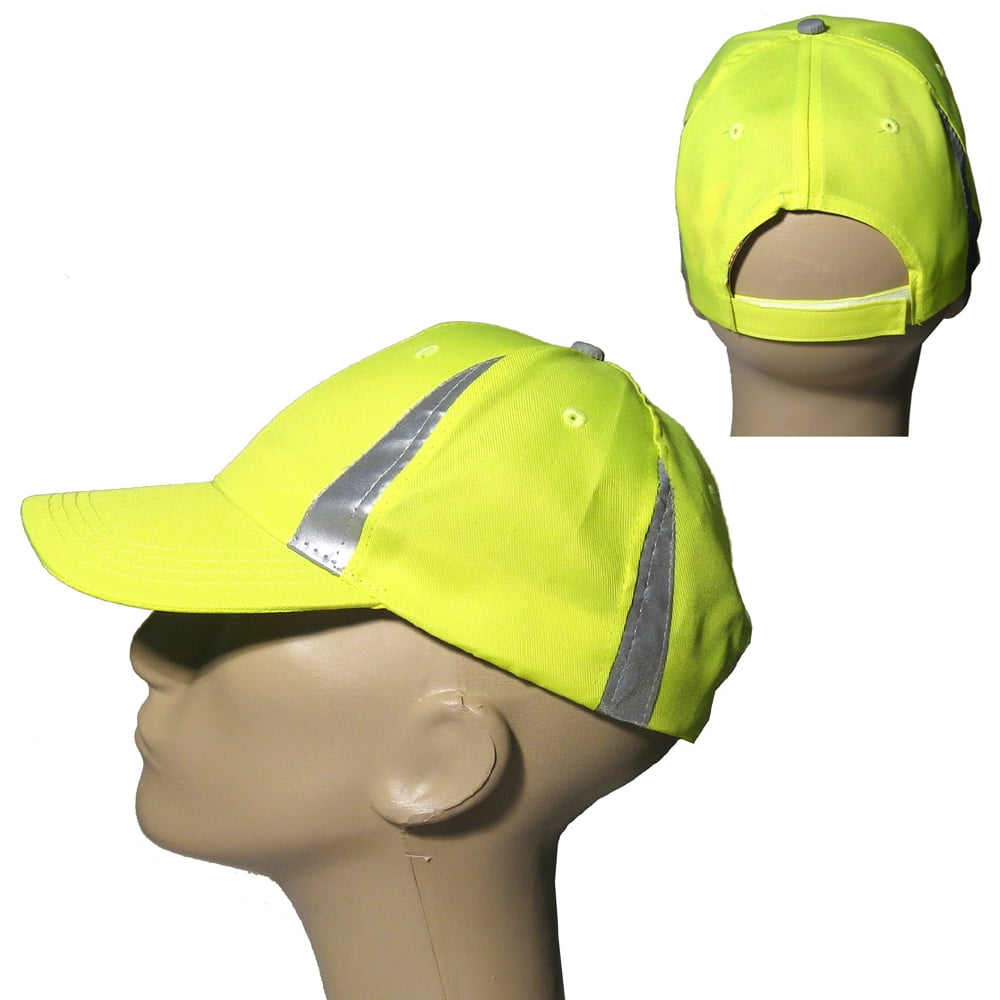 Reflective Safety Hat Neon High Visibility Baseball Cap Outdoors Sports ...