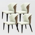 thumbnail image 3 of POVISON Modern Dining Chair Wingback Side Chair (Set of 4), PU Leather Upholstery,Carbon Steel Legs, Brown, Fully Assemble, 3 of 13