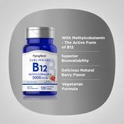 Methylcobalamin B12 5000 mcg | 120 Fast Dissolve Tablets for Men and Women | by Piping Rock