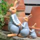 thumbnail image 3 of Garden Statues Rabbit Statue, Polyresin Standing Cute Three Rabbits, Easter Animals Decorations indoor e outdoor, for home and garden Patio Cafe Office gris perfecl Estatua de conejo, 3 of 7