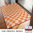 thumbnail image 3 of Orange and White Wavy Checkerboard Pattern Door Rugs,Washable Non Slip Door Mats Indoor,Decorative Door Mats,Entry Mat Indoor for Entrance,Bedroom,Kitchen,Bathroom,20"x32", 3 of 6