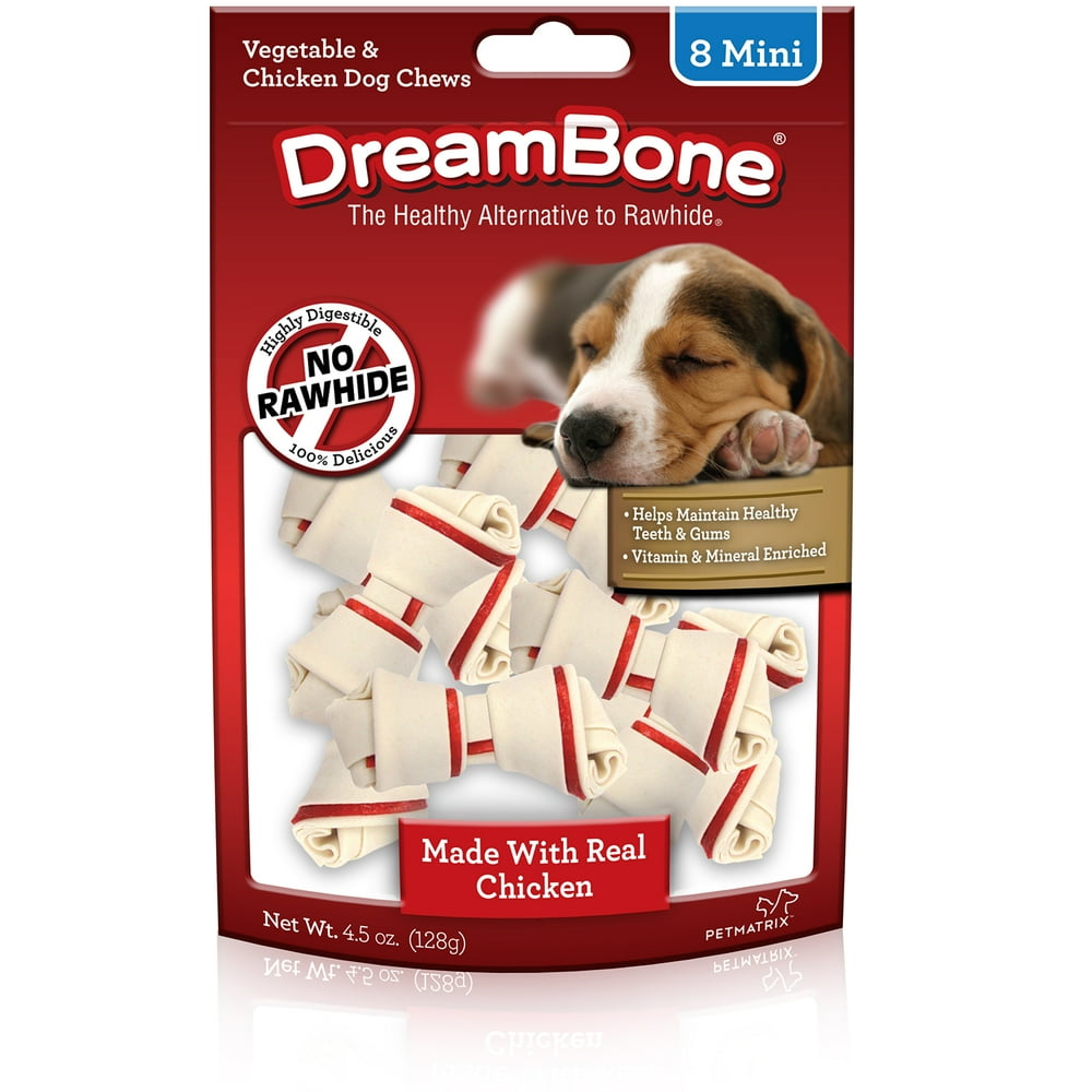 DreamBone Mini Chews With Real Chicken 8 Count, RawhideFreeChews For Dogs