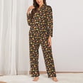 thumbnail image 2 of Balery Fast Food Conjunto de Pijama con Estampado para Mujer, Conjunto de Dos Piezas con Manga Larga, Ropa de Dormir Suave con Bolsillos, Pijamas Cómodos-Large, 2 of 7