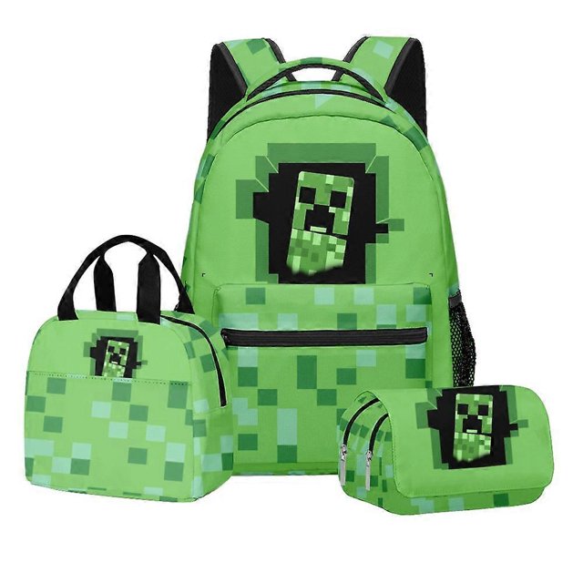 Mochila 3D de Minecraft, bolsa para el almuerzo, estuche para lápices, juego para niños, estudiantes, útiles escolares, varios estilos