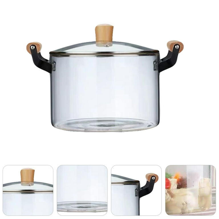 Glass Soup Porridge Pot Stockpots with Lid Microwave Heating for
