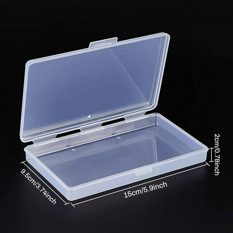 8 Pack Rectangle Clear Plastic Storage Box with Double Hinged Lids