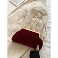 thumbnail image 5 of Women's Vintage Velvet Evening Clutch Bag with Rhinestone Accents and Metal Handle, 5 of 7