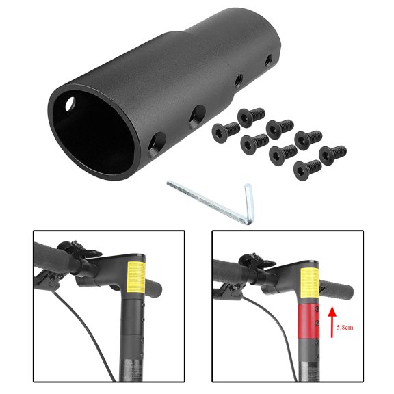 Dispositivo de Tubo de extensión de scooter eléctrico Cola Soporte de poste de elevación de manillar Flexible Negro