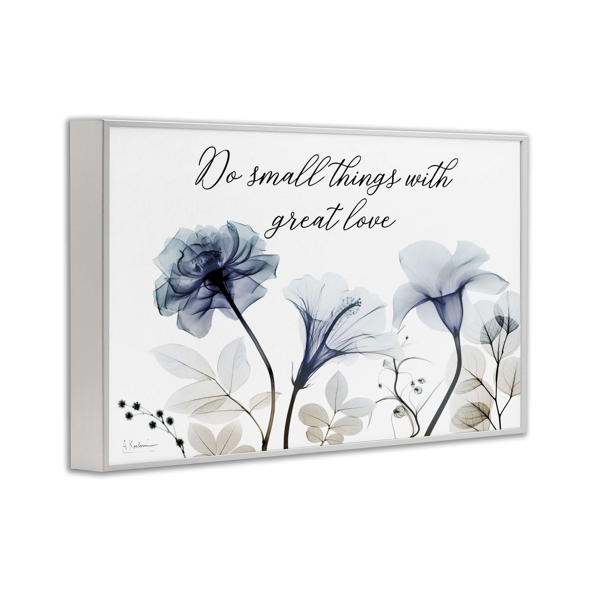 Stupell Industries With Great Love Floral Religious Painting White Framed Art Print Wall Art, 18 x 12