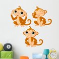 thumbnail image 1 of Three Little Monkeys Wall Decal by Wallmonkeys Peel and Stick Graphic (48 in H x 48 in W) WM231337, 1 of 4
