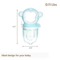 thumbnail image 3 of Juego de 2 mordeduras de silicona azul - Juguete para chupete de comida para bebés - Alimentador de alimentos sólidos para bebés y niños pequeños - Seguro y fácil de limpiar, con mango para, 3 of 5