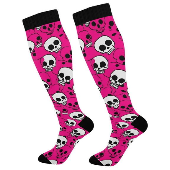 joogoo Art Skull Line Long Socks Women Men Knee High Sock