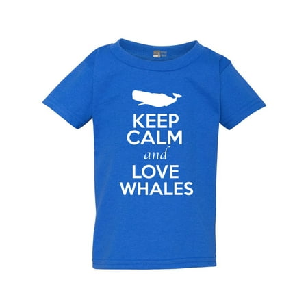 

Keep Calm and Love Whales Sea Animal Lover Funny Toddler Kids T-Shirt Tee