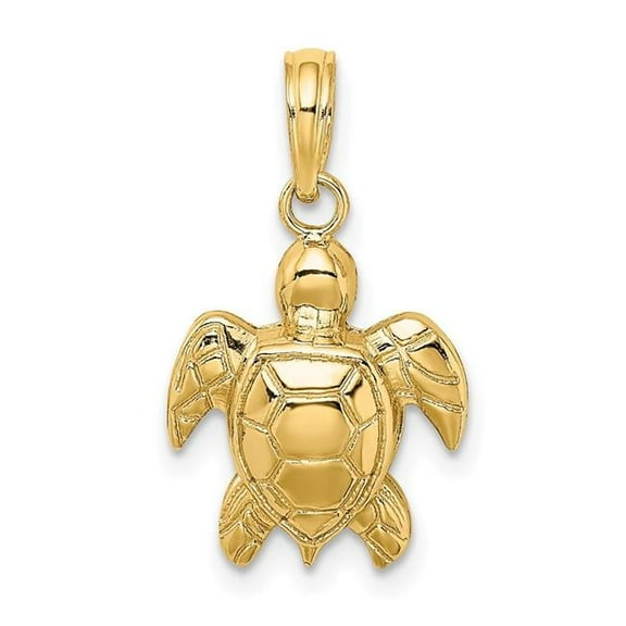 Finest Gold 10K7662 10K 2-D Textured Sea Turtle Charm  Yellow