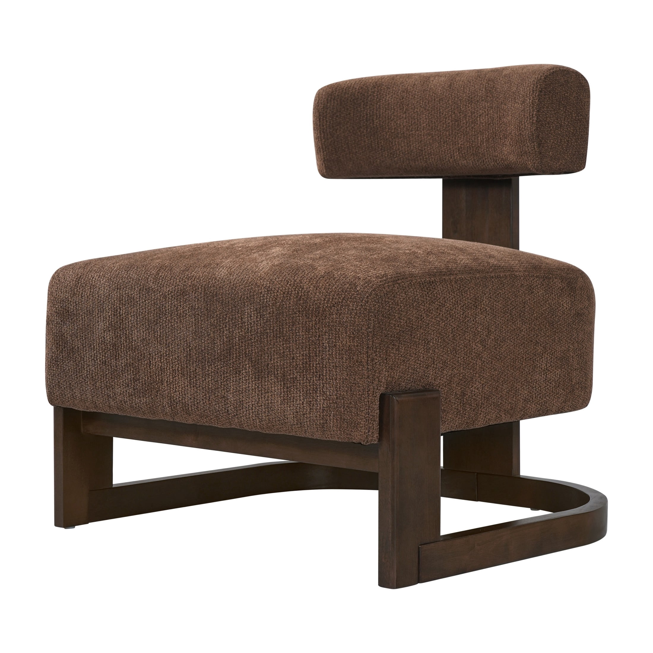 Christopher Knight Home Modern Armless Accent Lounge Chair, Curved Wood Base with Cushion, Brown, Set of 2