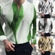 thumbnail image 4 of Men Casual Print V Neck Dress Shirts Long Sleeve Loose Office Blouse Tops Tee, 4 of 8
