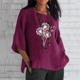 thumbnail image 1 of Hauts d'Été pour Femmes 2023 Haut Aguichant Imprimé Régulier Bouton Col Rond Manches Courtes Manches Trois-Quarts Boho Grande Taille T-Shirt pour Femmes, 1 of 5