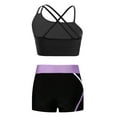 thumbnail image 2 of Haitryli Kids Girls Dancing Clothing Set Criss Cross Back Tank Top with Shorts Outfit Ballet Jazz Lavender 14, 2 of 7