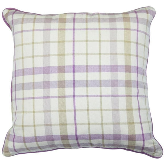 Homeport textiles Oreiller en coton à carreaux imprimé violet