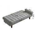 thumbnail image 6 of 73.62" Convertible Futon Sofa Bed, Button Tufted Futon Couch with Adjustable Back and Wood Legs, Linen Loveseat Sleeper Couch for Living Room, Apartment, Gray, 6 of 9