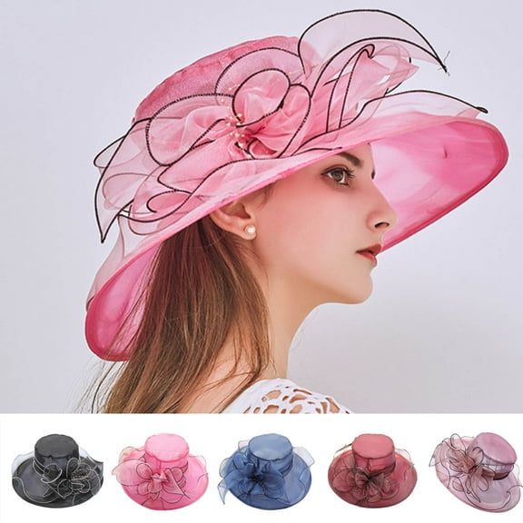 Travelwant Women Kentucky Derby Hat Organza Hats Two Wear Ways,Hat Flower Can Be Used As a Headwear