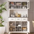 thumbnail image 3 of Bowery Hill Hard Wood and Stainless Steel Top Buffet with Hutch in Off White, 3 of 8