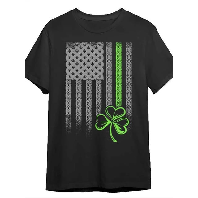 1 camiseta de trébol verde, 100 % algodón puro, informal para hombre, ideal para esta temporada, con cuello redondo y manga corta, ideal como regalo navideño.