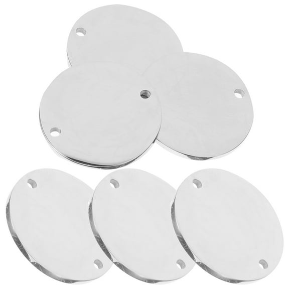 WASHWEPE 6Pcs Silver Stamping Blanks with Hole for Engraving Diy Pet Tags Classic Design Metal Tags for Engraving