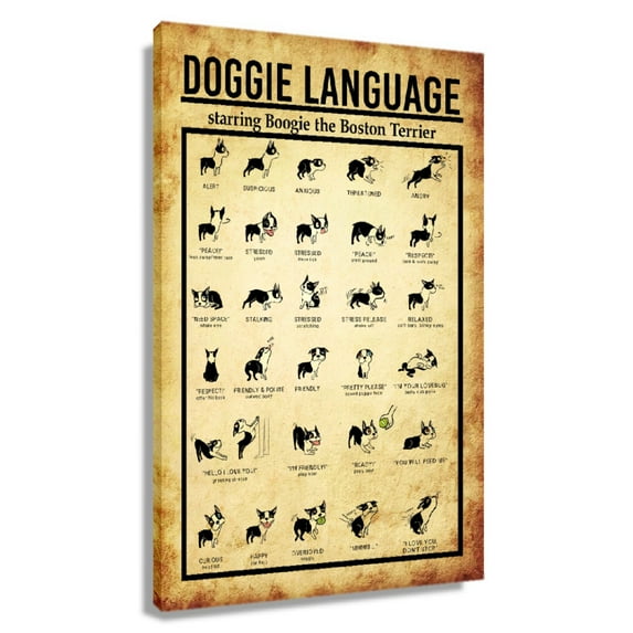 Funny Dog Wall Art Knowledge Poster Decorations For Bedroom Canvas Kitchen Prints Home Painting Framed 16×24 in