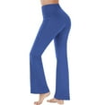 thumbnail image 5 of Oiangi Plus Size Flare Leggings with Pockets for Women Casual Stretchy Workout Dress Pants for Business Office Blue L, 5 of 6