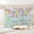 thumbnail image 3 of Happy Easter Outdoor Waterproof Pillow Covers, Spring Colorful Eggs Butterfly Teal Wood Grain Decorative Square Throw Pillowcase Sofa Cushion Sham for Patio/Couch/Chair, 18"x18" 2 Pack, 3 of 8