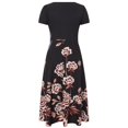 thumbnail image 4 of USSUMA Dress for Women Wedding Guest, Women's Short Sleeve Loose Maxi Dresses Summer Rose Print Scoop Neck Elegant Flowy Swing Tunic Dress Beach Party Long Dress, 4 of 8