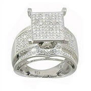 Sterling Silver Diamond Rings for Women - High Polished Design - Paved with  CT Round White Diamonds - Bridal Engagement Ring Set for Birthday, Wedding & Anniversary (10)