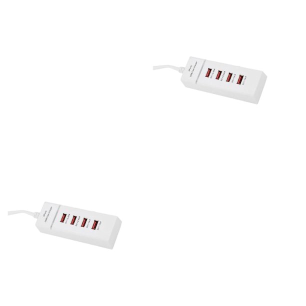 Injueey ABS USB de 4 puertos Luz indicadora de carga rápida portátil Oficina en el hogar Adaptador de carga automotriz Enchufe Enchufe blanco de EE. UU. 2piezas