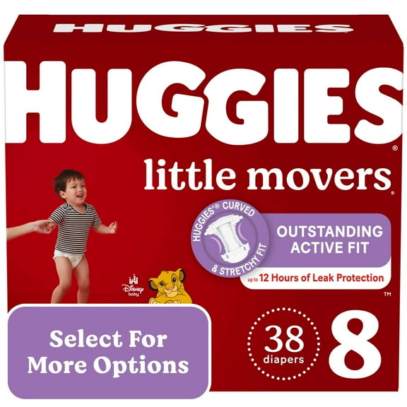 Huggies Little Movers Baby Diapers, Size 8 (46  lbs), 38 Ct (Select for More)