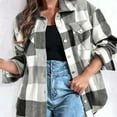 thumbnail image 4 of JGGSPWM Womens Fall Outfits Fashion Clothes Shackets Flannel Plaid Button Down Long Sleeve Shirts Jackets with Pockets Black L, 4 of 6