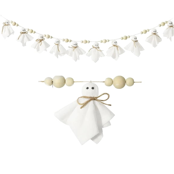 Halloween Garland Ghost Decor, 6.89 FT Cute Ghost Banner | Indoor Wall, Mantel, Home, Bedroom, Farmhouse, Vintage Spooky Room Decorations, Halloween Party, Fireplace, Porch