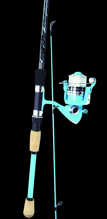Okuma 2pc 6' 6" Blue Fin Chaser Rod Reel Combo Medium Light Fishing Pole w/Line 