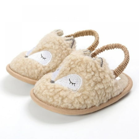 

Wuffmeow Baby Shoes Faux Fur Sandals Cute Soft Sole Indoor Infant Shoes for 0-18 Months