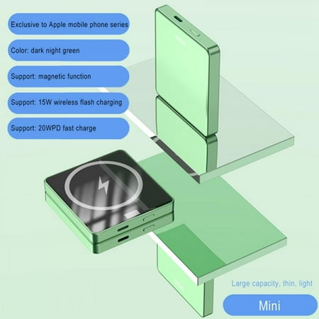 

10000mah Power Bank For Magsafing Charger 15w Wireless Magnetic For Iphone 12 Wireless Charging Series（It Also Supports Non-iPhone12 Mobile Phone Magnetic Suction.We Will Provide A Suction Tool）