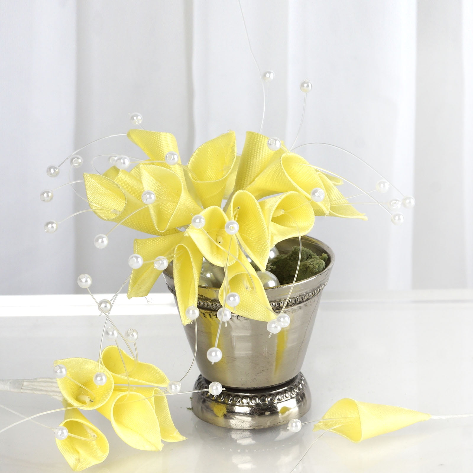 Balsacircle 72 Pearl Beaded Craft Lilies Mini Flowers For Diy