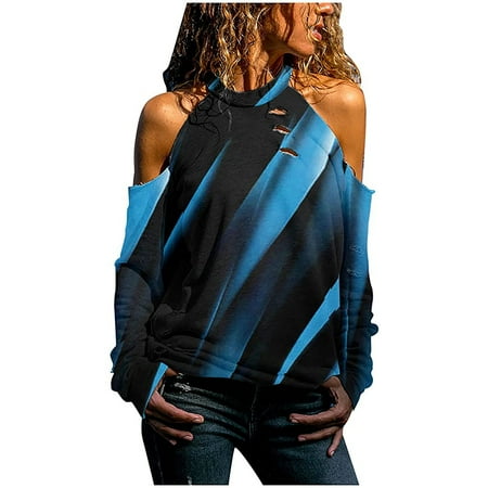 

Women s Summer Long Sleeve Casual Creawneck Strapless Printing Tops Blouse