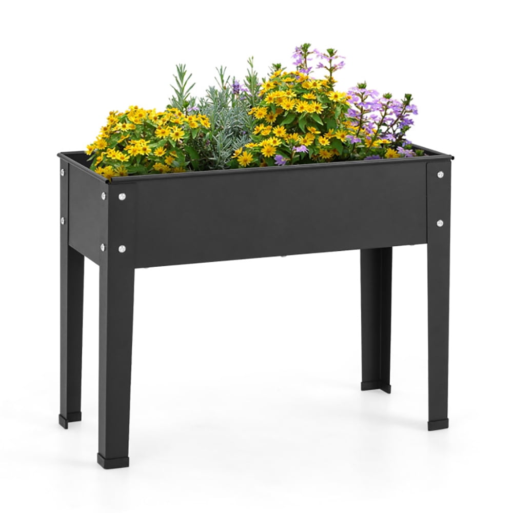 Resenkos Raised Planter Boxes, Large Space Elevated Flower Beds,Metal Raised Garden Bed with Legs and Drainage Hole for Vegetable Flower-24 x 11 x 18 inches