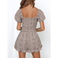 thumbnail image 4 of Sherrylily Women Floral Wide Leg Short Rompers Shirred Ruffle Sleeve Jumpsuit, 4 of 5